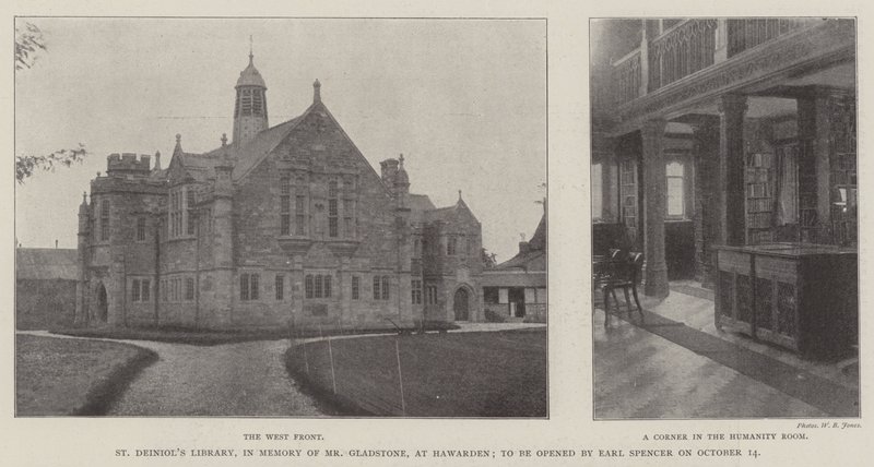 St Deiniols Library, herra Gladstonen muistoksi, Hawardenissa, Earl Spencer avaa 14. lokakuuta tekijältä English Photographer