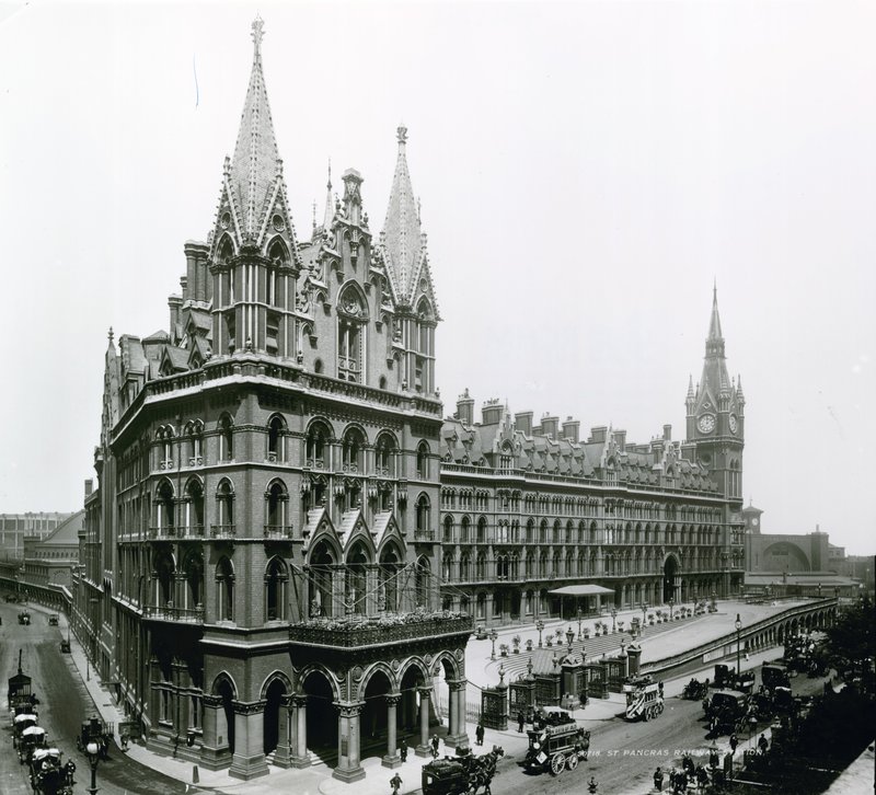 St Pancrasin rautatieasema; valokuva huhtikuulta 1899 tekijältä English Photographer