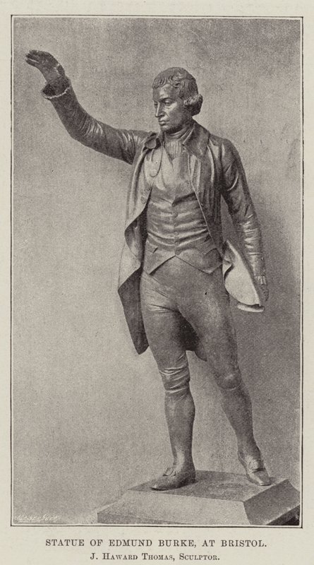 Edmund Burken patsas Bristolissa, kuvanveistäjä J Haward Thomas tekijältä English Photographer