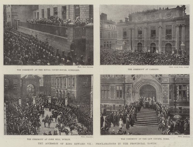 Kuningas Edward VII:n liittyminen, julistukset maakuntakaupungeissa tekijältä English Photographer