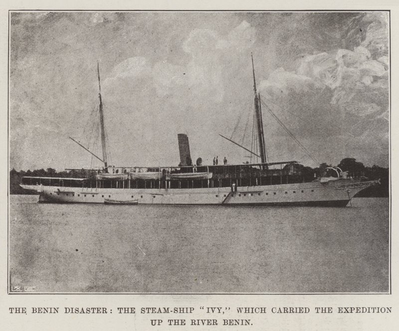 Beninin katastrofi, Steam-Ship Ivy, joka kuljetti retkikunnan ylös Benin-jokea tekijältä English Photographer