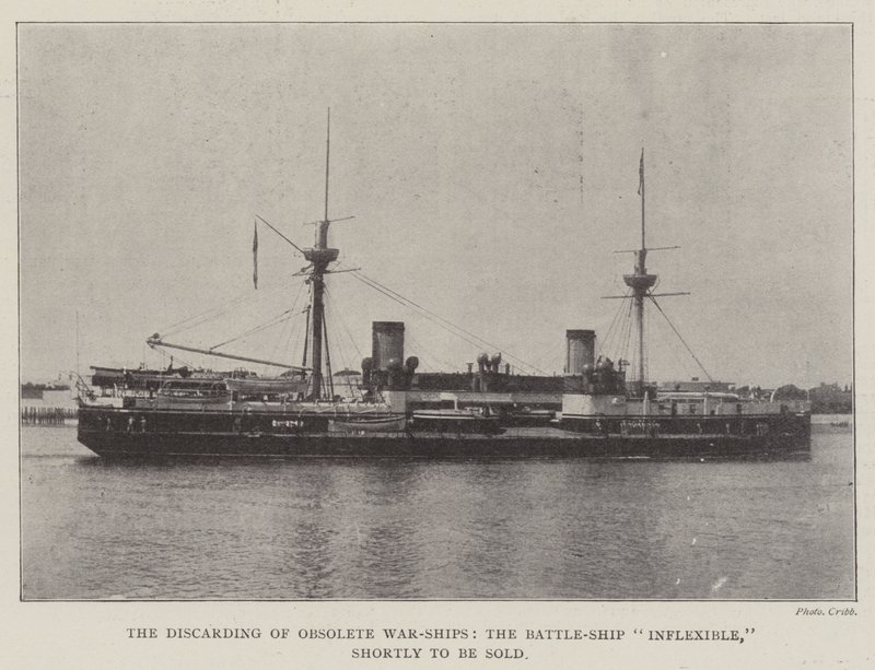 Vanhentuneiden sotalaivojen poisheittäminen, Battle-Ship Inflexible, myydään pian tekijältä English Photographer