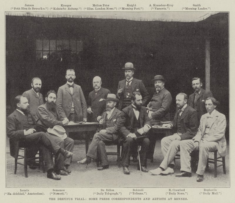 Dreyfusin oikeudenkäynti, jotkut lehdistötiedottajat ja taiteilijat Rennesissä tekijältä English Photographer