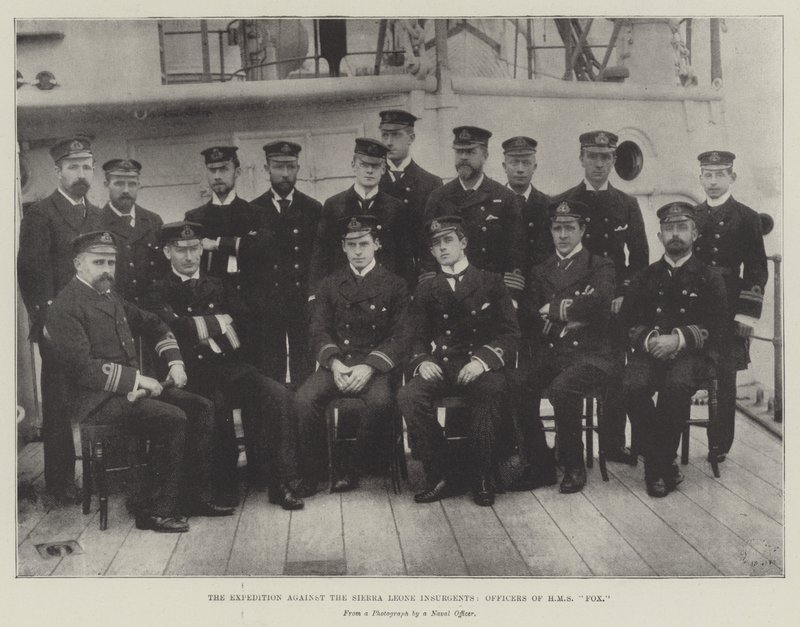 Retkikunta Sierra Leonen kapinallisia vastaan, HMS Foxin upseerit tekijältä English Photographer