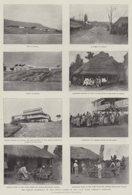 Ranskan aggressiot Länsi-Afrikassa, kohtauksia Royal Niger Companyn alueella tekijältä English Photographer