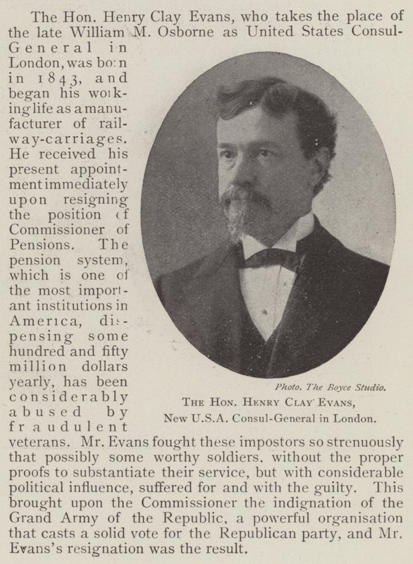 Kunnioitettava Henry Clay Evans, Yhdysvaltain uusi pääkonsuli Lontoossa tekijältä English Photographer