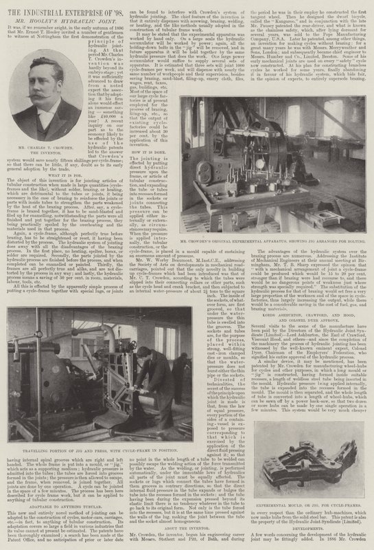 Teollisuusyritys 1898, Mr Hooleys Hydraulic Joint tekijältä English Photographer