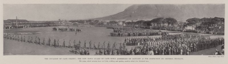 Invasion of Cape Colony, Kapkaupungin uuden kaupungin vartija kokoontui 12. tammikuuta kenraali Brabantin tarkastukseen tekijältä English Photographer