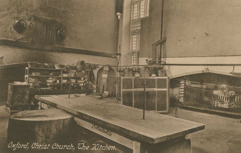 Keittiö, Christ Church, Oxford. Postikortti lähetetty 1913. tekijältä English Photographer