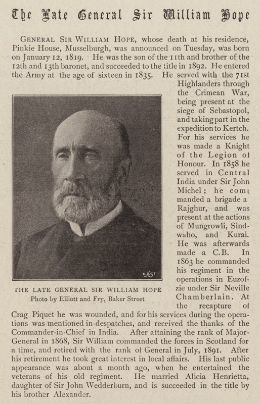 Edesmennyt kenraali Sir William Hope tekijältä English Photographer