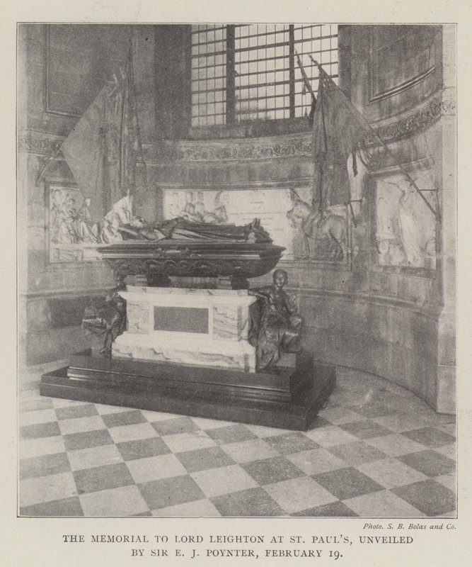 Lord Leightonin muistomerkki St Paulsissa, paljasti Sir E J Poynter 19. helmikuuta tekijältä English Photographer