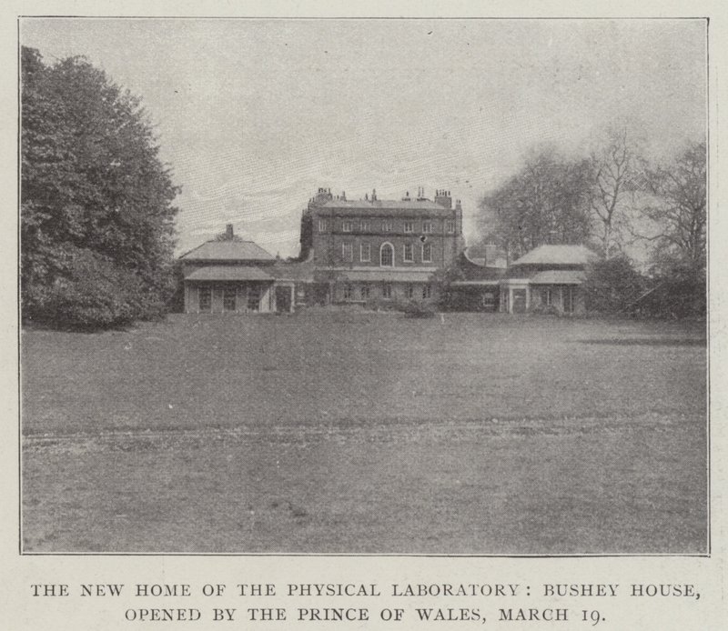 Physical Laboratoryn uusi koti, Bushey House, Walesin prinssin avaama 19. maaliskuuta tekijältä English Photographer