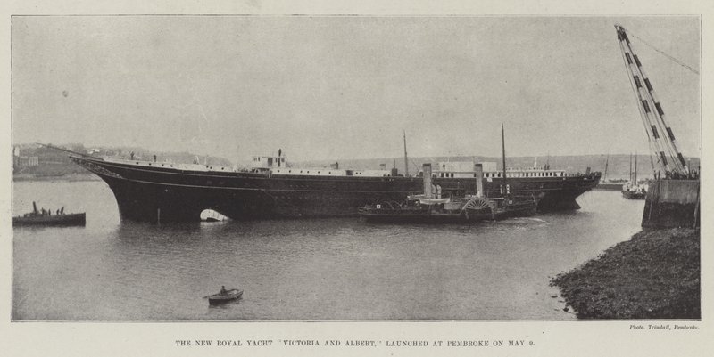 Uusi Royal Yacht Victoria and Albert, laskettu vesille Pembrokessa 9. toukokuuta tekijältä English Photographer