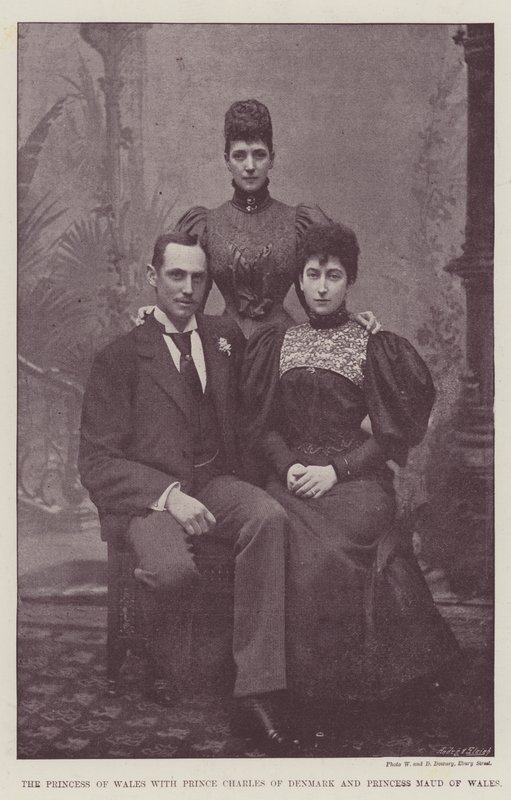 Walesin prinsessa yhdessä Tanskan prinssi Charlesin ja Walesin prinsessa Maudin kanssa tekijältä English Photographer