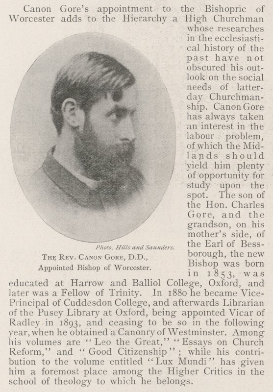 Pastori Canon Gore, DD, nimitettiin Worcesterin piispaksi tekijältä English Photographer