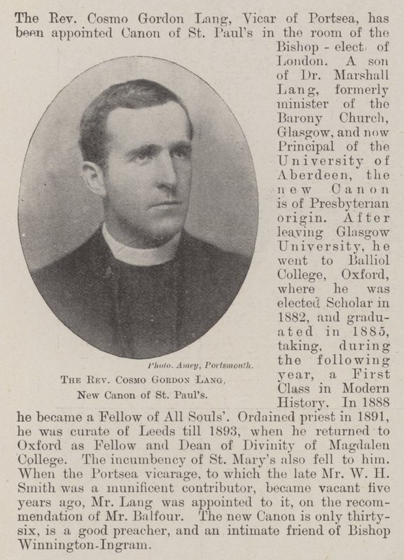 Pastori Cosmo Gordon Lang, St Paulsin uusi kaanoni tekijältä English Photographer
