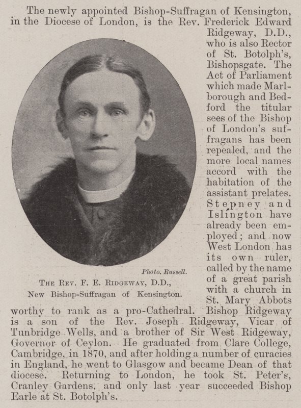 Pastori F E Ridgeway, DD, Kensingtonin uusi piispa-Suffragan tekijältä English Photographer