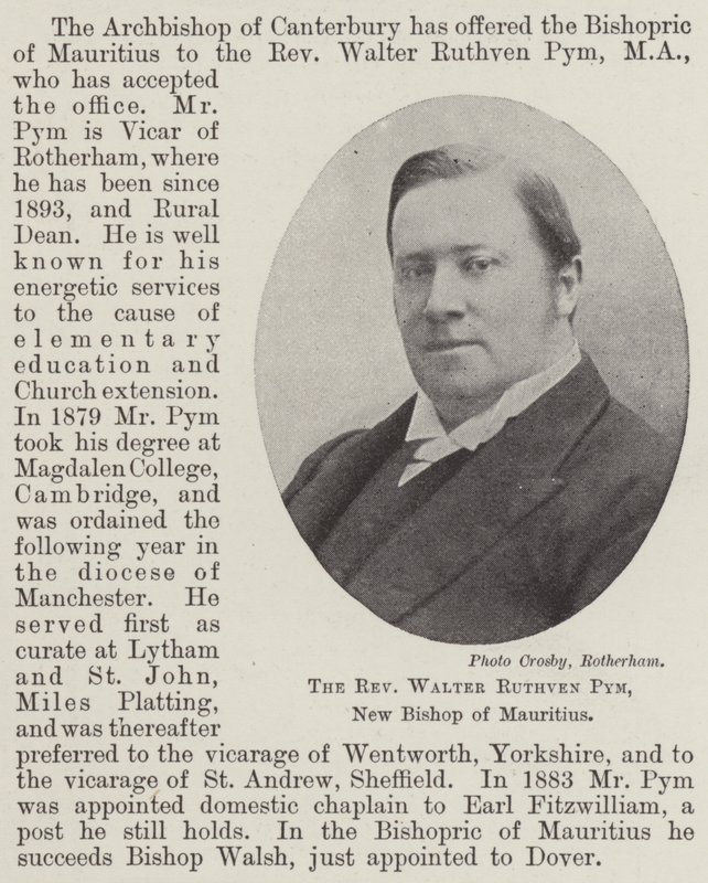 Pastori Walter Ruthven Pym, Mauritiuksen uusi piispa tekijältä English Photographer
