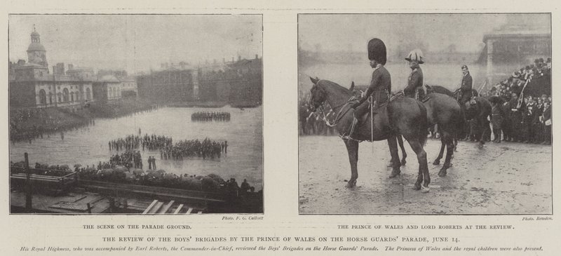 Walesin prinssin katsaus poikien prikaateihin hevosvartijoiden paraatissa 14. kesäkuuta tekijältä English Photographer