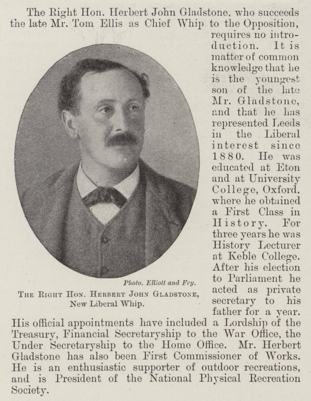Oikea herra Herbert John Gladstone, uusi liberaalipiiska tekijältä English Photographer
