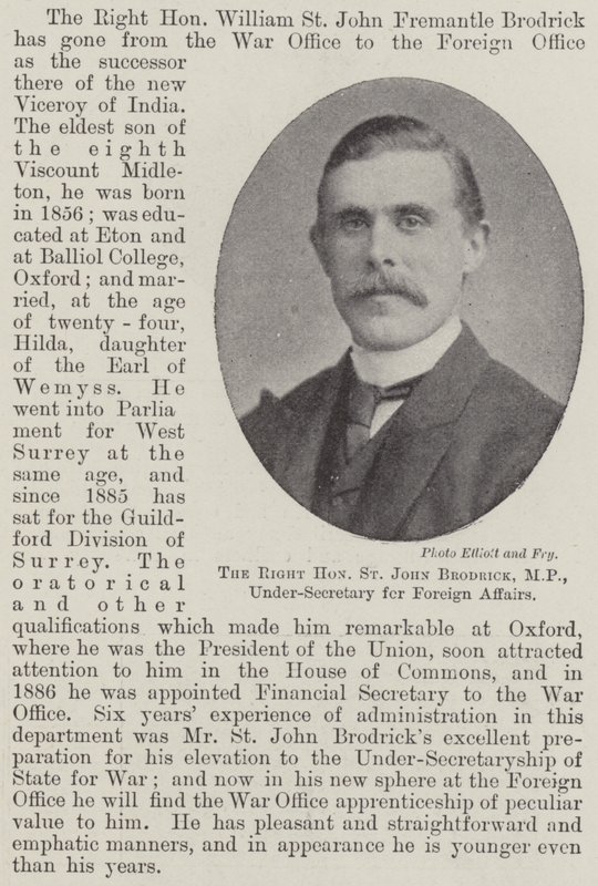 The Right Honorable St John Brodrick, kansanedustaja, ulkoasioiden alisihteeri tekijältä English Photographer