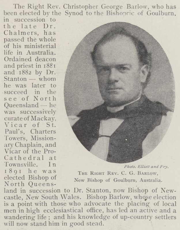 Oikea pastori C G Barlow, Goulburnin uusi piispa, Australia tekijältä English Photographer