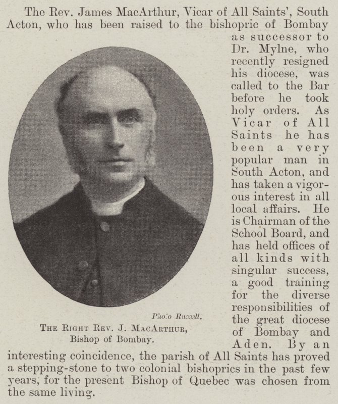 Oikea pastori J MacArthur, Bombayn piispa tekijältä English Photographer