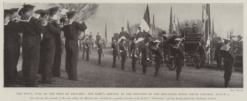 Kuninkaallinen vierailu Länsi-Englannissa, kuninkaiden saapuminen Britannia Royal Naval Collegen alueelle, 7. maaliskuuta tekijältä English Photographer