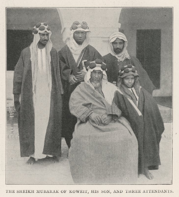 Koweitin sheikki Mubarak, hänen poikansa ja kolme hoitajaa tekijältä English Photographer