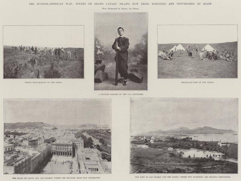 Espanjan ja Amerikan sota, kohtauksia Grand Canarian saarella, jota nyt linnoittaa ja Espanja tarjoaa tekijältä English Photographer