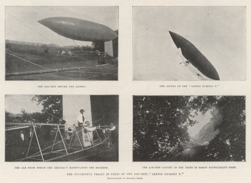 Santos Dumont V -lentolaivan onnistuneet kokeet Pariisissa tekijältä English Photographer