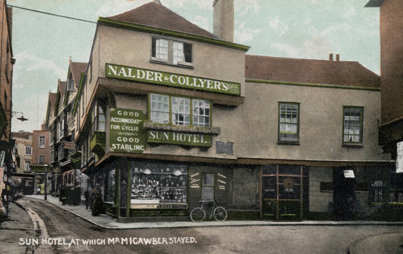 The Sun Hotel, Canterbury, Kent, jossa kuvitteellinen hahmo herra Micawber yöpyi Charles Dickensin romaanissa David Copperfield (kuva) tekijältä English Photographer
