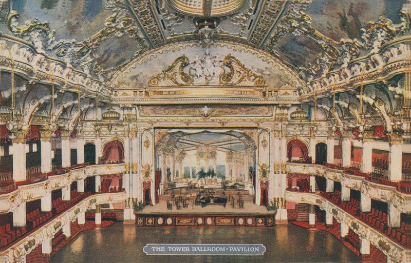 Tower Ballroom - Paviljonki. Postikortti lähetetty 1913. tekijältä English Photographer