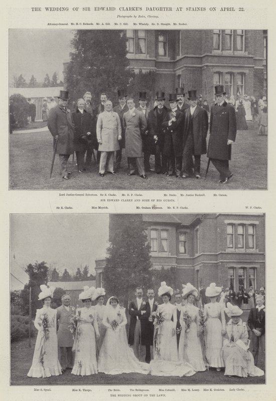 Sir Edward Clarkesin tyttären häät Stainesissa 22. huhtikuuta tekijältä English Photographer