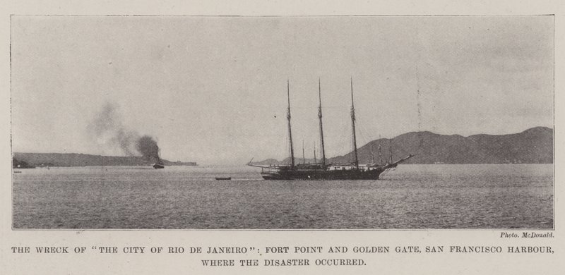 Rio de Janeiron kaupungin hylky, Fort Point ja Golden Gate, San Franciscon satama, jossa katastrofi tapahtui tekijältä English Photographer
