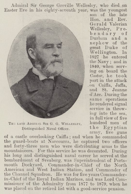 Edesmennyt amiraali Sir G G Wellesley, arvostettu merivoimien upseeri tekijältä English Photographer