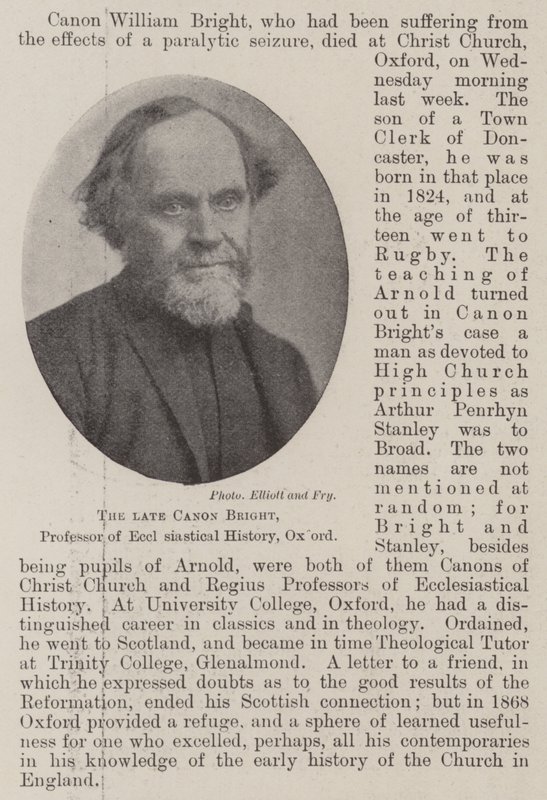Edesmennyt Canon Bright, Oxfordin kirkkohistorian professori tekijältä English Photographer