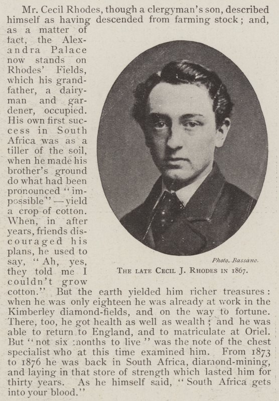 Edesmennyt Cecil J Rhodes vuonna 1867 tekijältä English Photographer