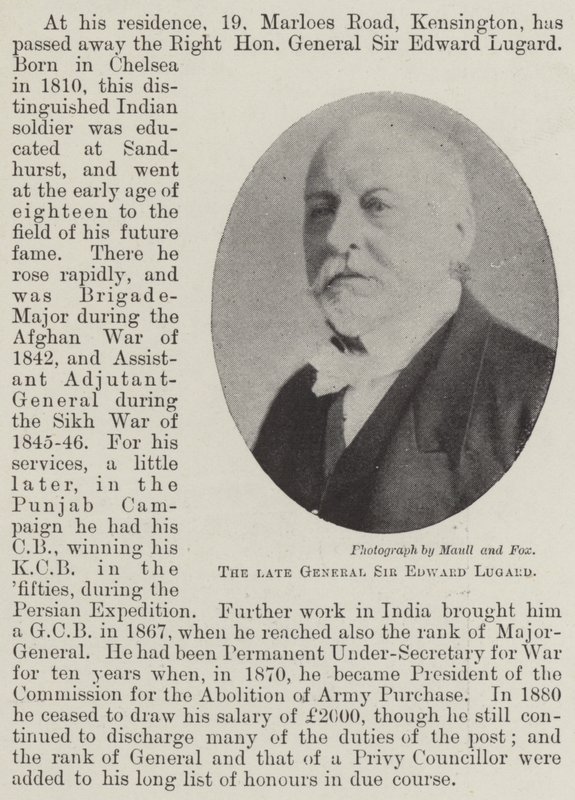 Edesmennyt kenraali Sir Edward Lugard tekijältä English Photographer