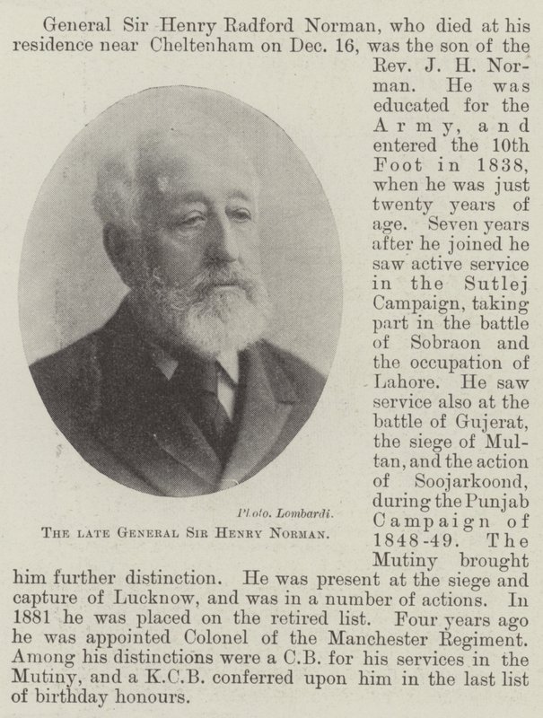 Edesmennyt kenraali Sir Henry Norman tekijältä English Photographer