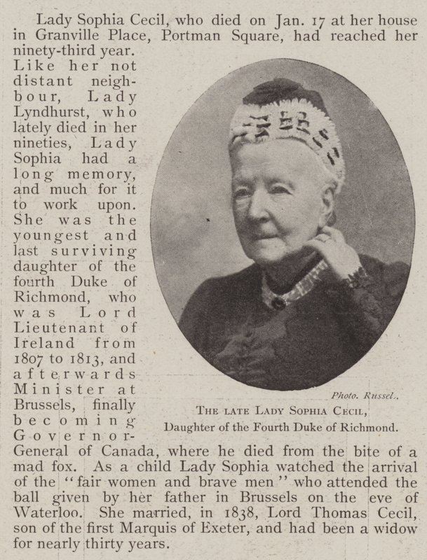 Edesmennyt Lady Sophia Cecil, Richmondin neljännen herttuan tytär tekijältä English Photographer
