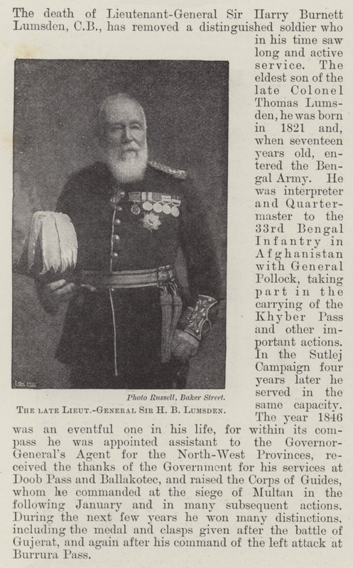 Edesmennyt kenraaliluutnantti Sir H B Lumsden tekijältä English Photographer