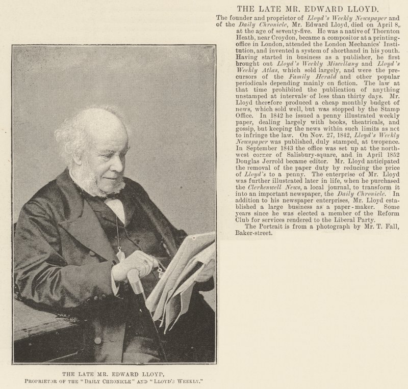 Edesmennyt herra Edward Lloyd, Daily Chroniclen ja Lloyds Weeklyn omistaja tekijältä English Photographer