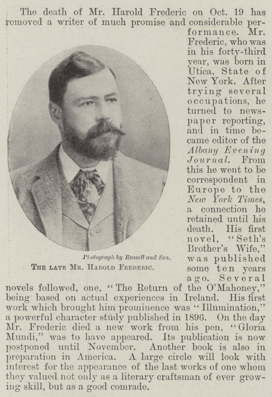 Edesmennyt herra Harold Frederic tekijältä English Photographer