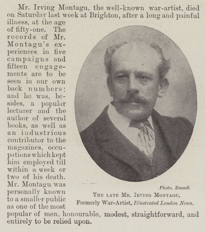 Edesmennyt herra Irving Montagu, entinen sotataiteilija, Illustrated London News tekijältä English Photographer