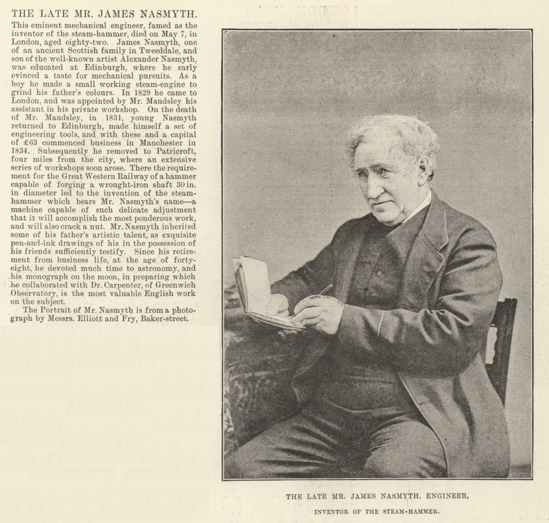 Edesmennyt herra James Nasmyth, insinööri, höyryvasaran keksijä tekijältä English Photographer