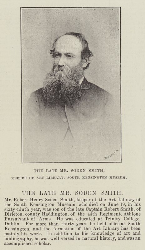 Edesmennyt herra Soden Smith, taidekirjaston pitäjä, South Kensington Museum tekijältä English Photographer