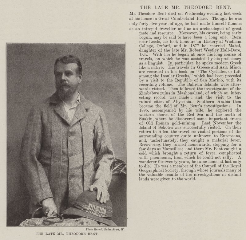 Edesmennyt herra Theodore Bent tekijältä English Photographer