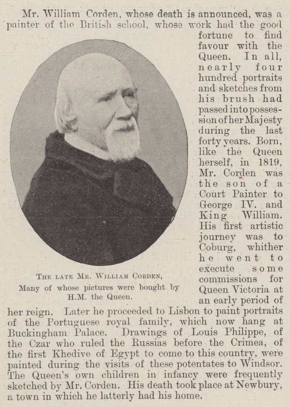 Edesmennyt herra William Corden, jonka kuvista HM the Queen osti monet tekijältä English Photographer