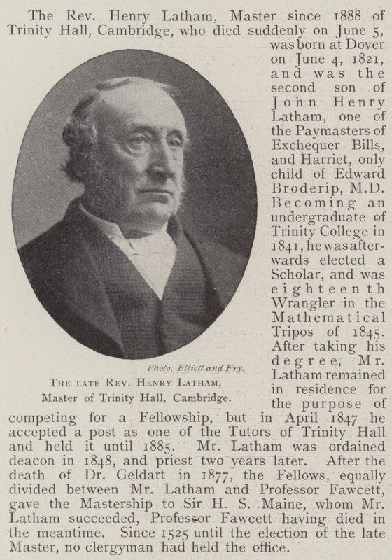 Edesmennyt pastori Henry Latham, Cambridgen Trinity Hallin mestari tekijältä English Photographer